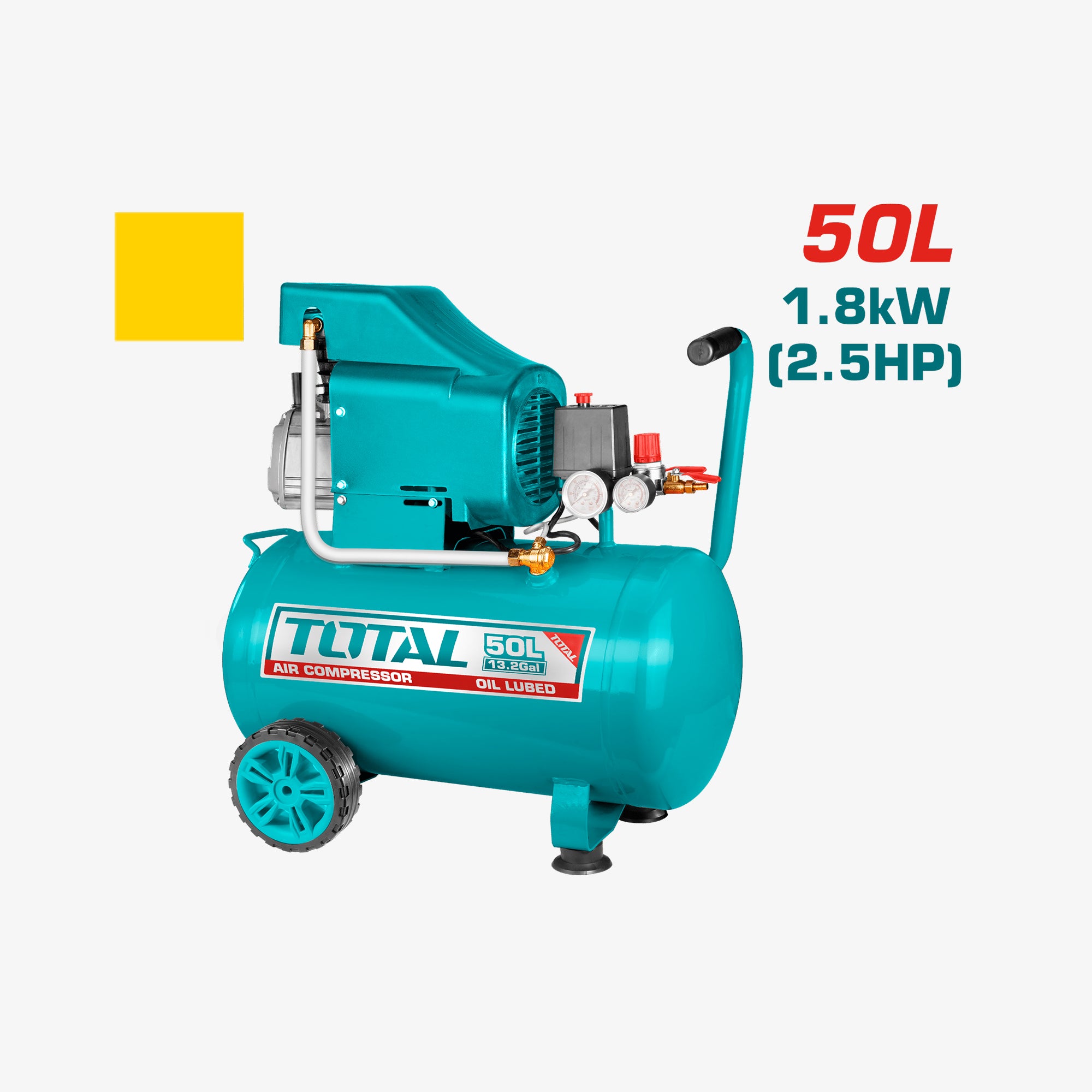 Turquoise air compressor with Total Tool logo on a white background