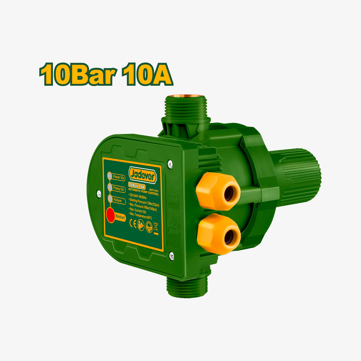 Green pump with '10Bar 10A' text on a white background