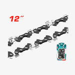 Saw chain with packaging on a white background