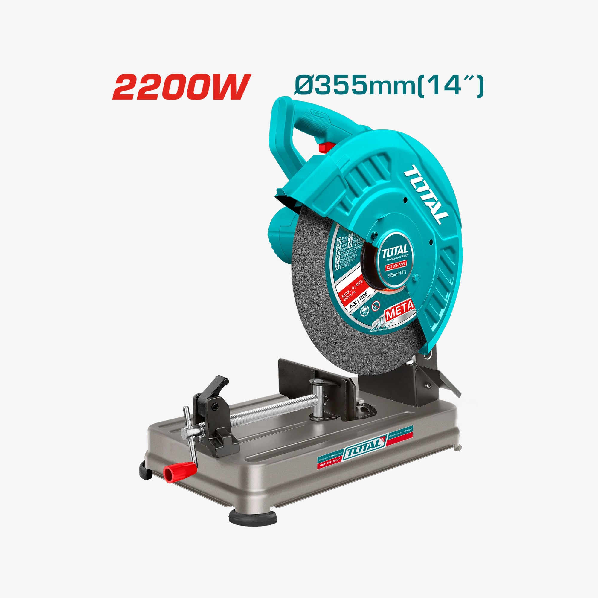 Circular saw with 'Total' branding on a white background