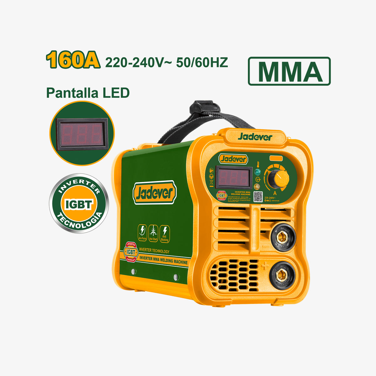 Jadover welding machine with green and orange design on a white background