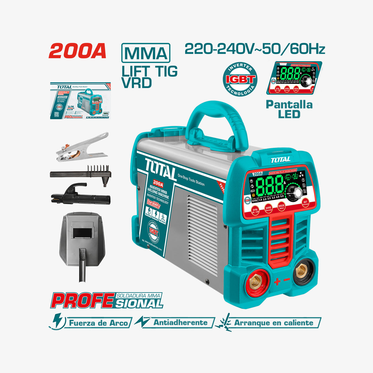 Total welding machine with accessories on a white background