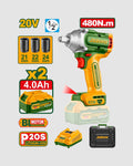 Jadover cordless impact wrench with battery and charger on a white background