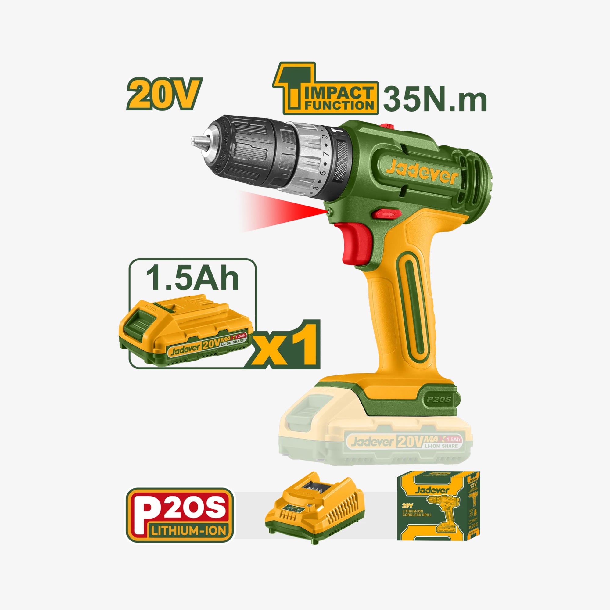 Cordless Impact Drill 20V 35Nm