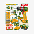 Brushless Cordless Drill 119-Piece Tool Set 20V 62Nm
