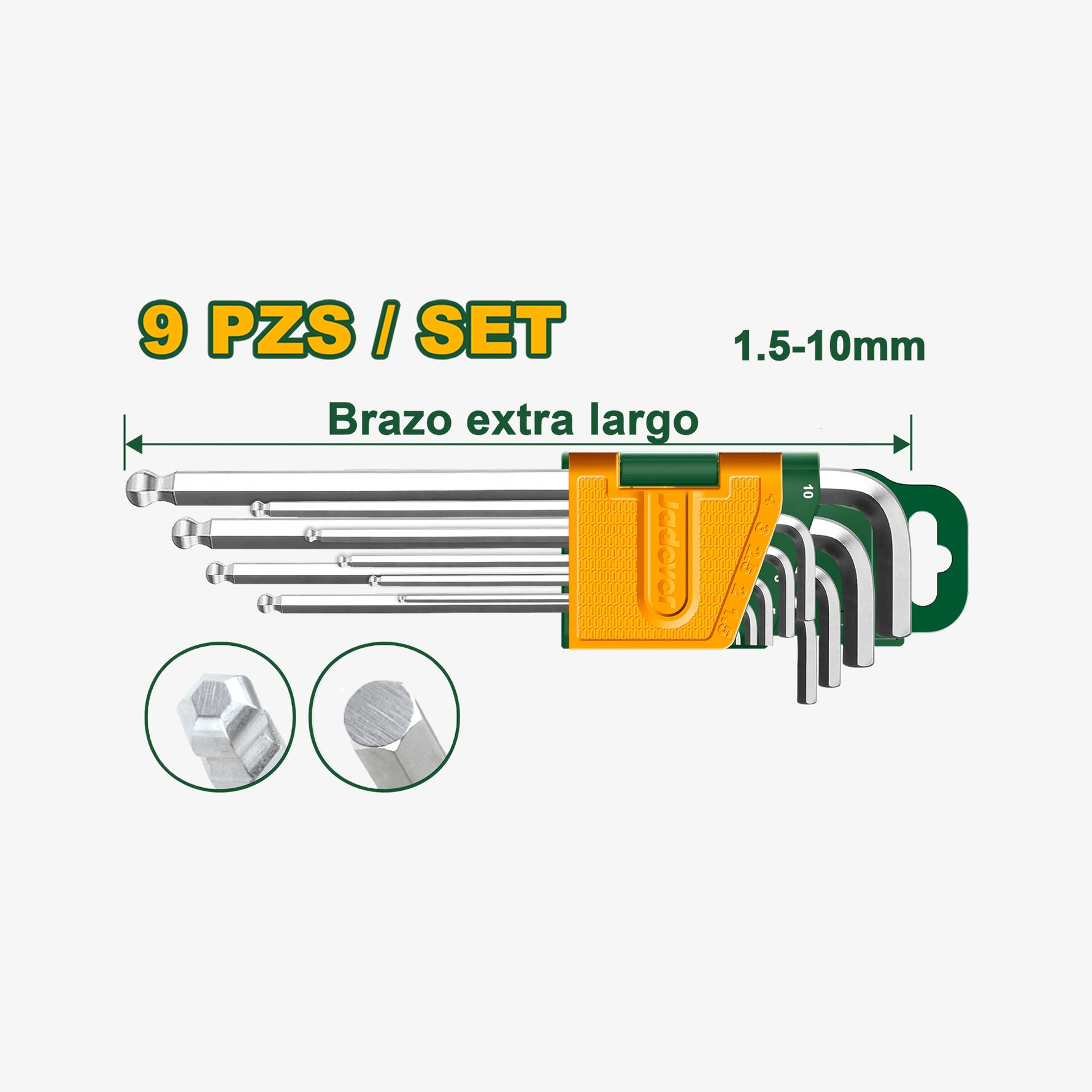 Ball Point Hex Key Set 1.5-10mm 9pcs
