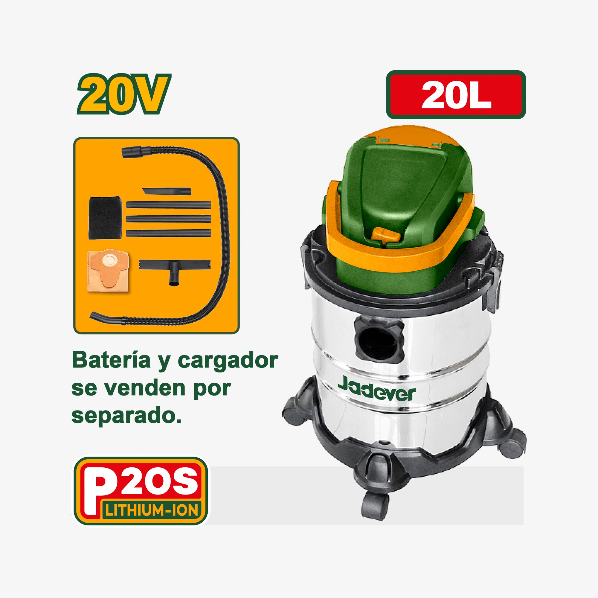 Cordless Wet & Dry Vacuum Cleaner 20V 20L