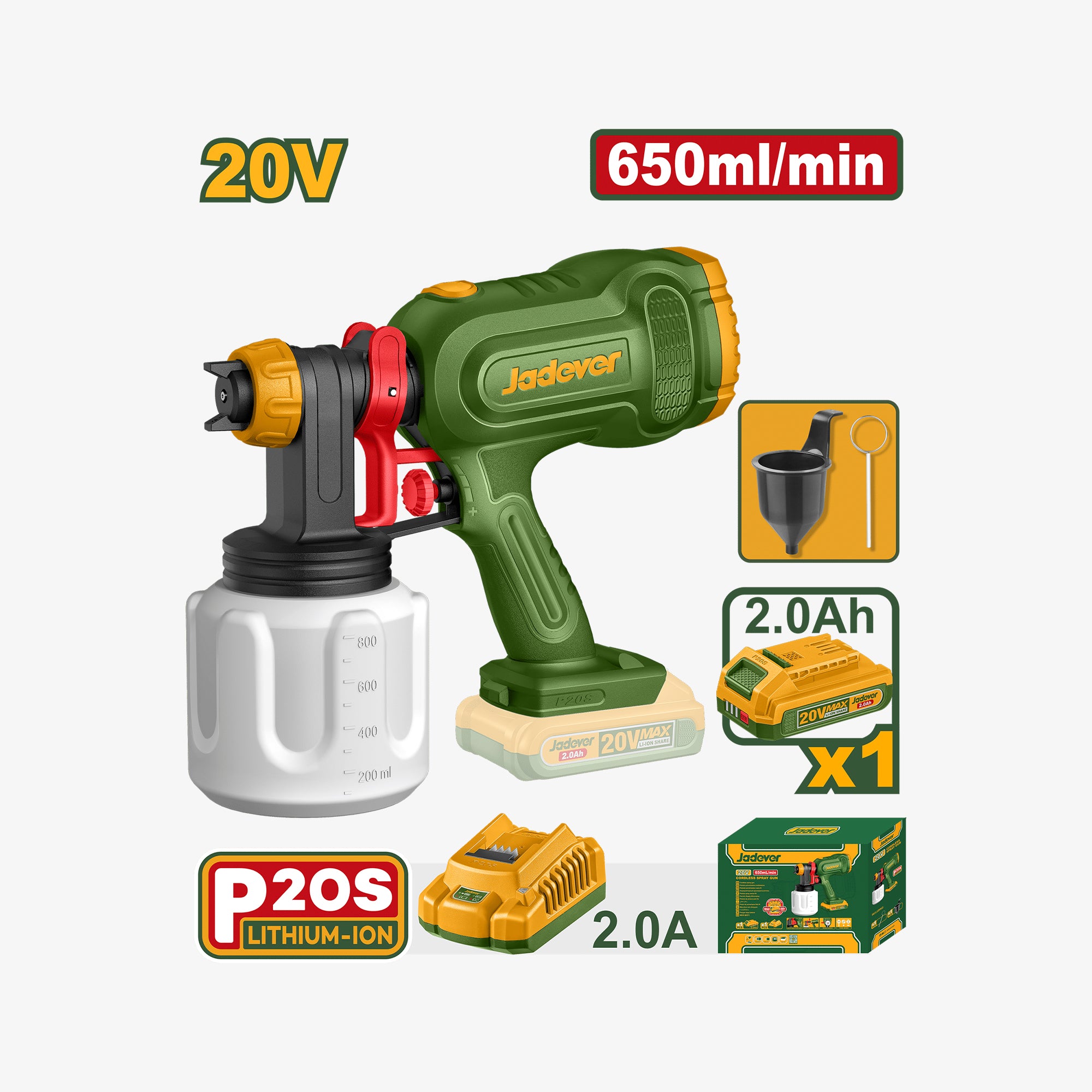 Cordless Spray Gun 20V 650ml/min
