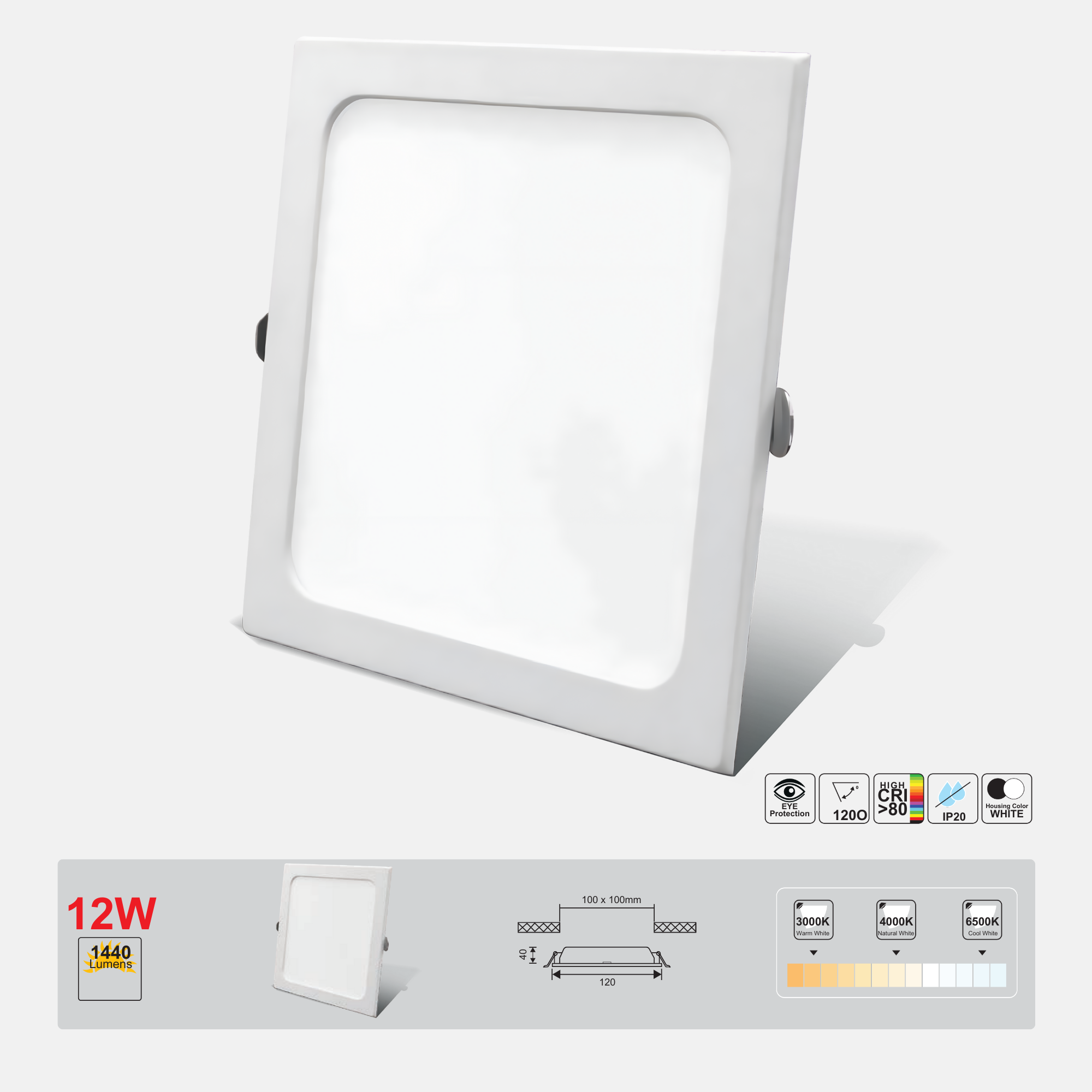 LED Square Downlight 12W