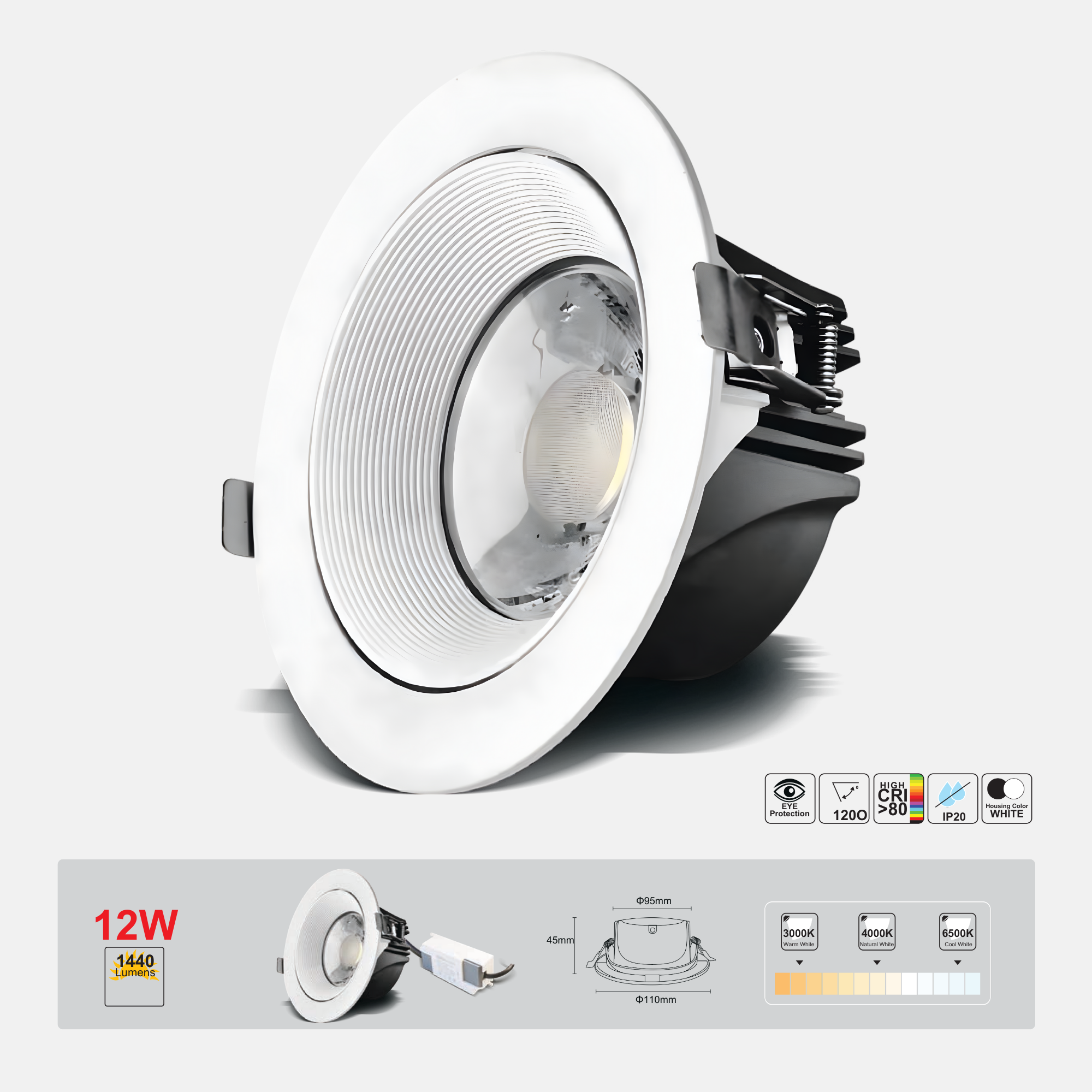 LED Downlight 12W Flare Adjustable