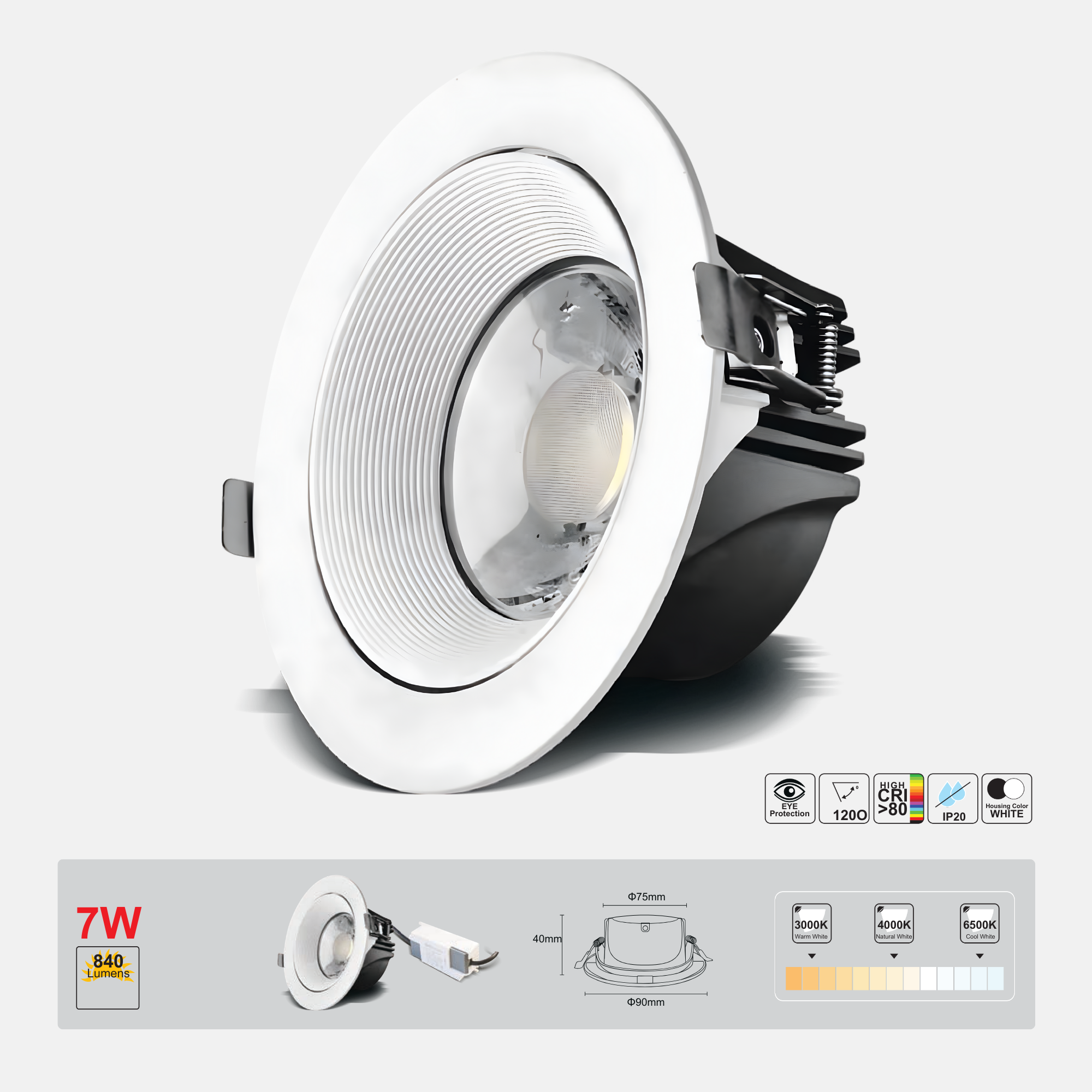 LED Downlight 7W Flare Adjustable