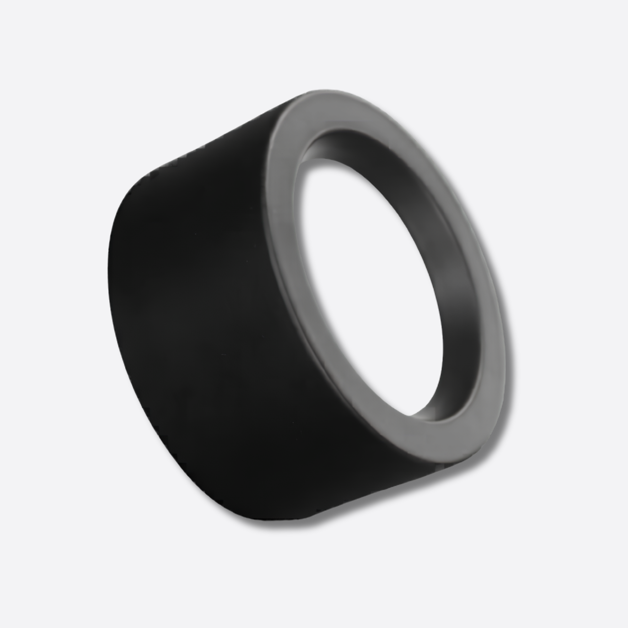 Black rubber gasket on a white background