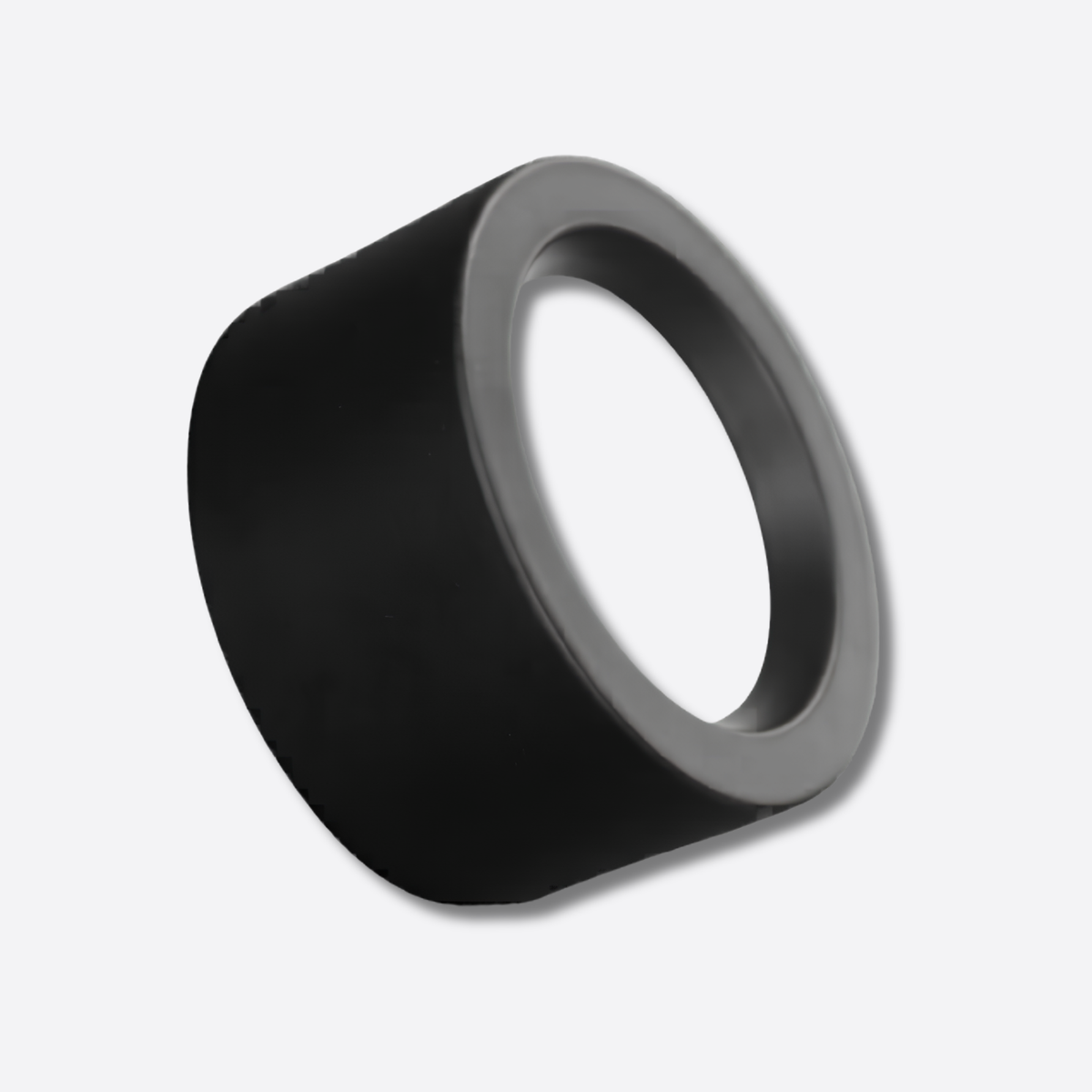Black rubber gasket on a white background