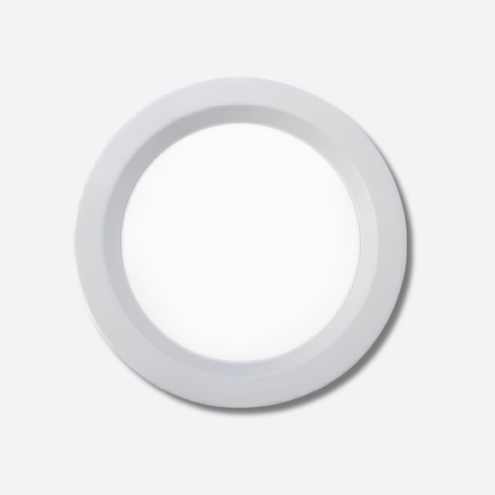 Round white object on a light gray background