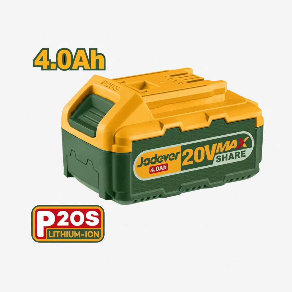 Green and yellow battery pack with 'Jadever' branding on a white background