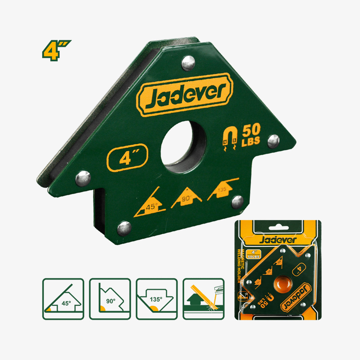 Jadever magnetic square tool with packaging on a white background