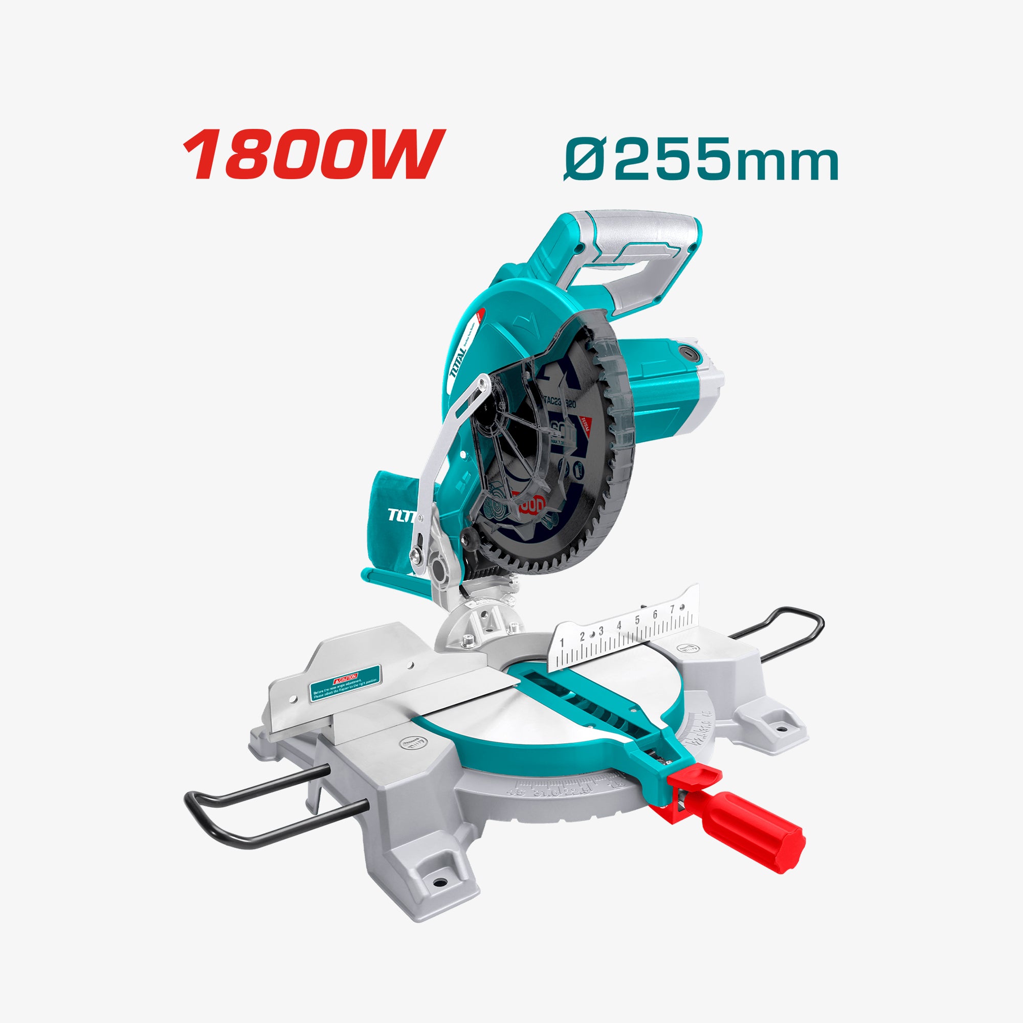 Circular saw with specifications '1800W' and 'Ø255mm' on a white background