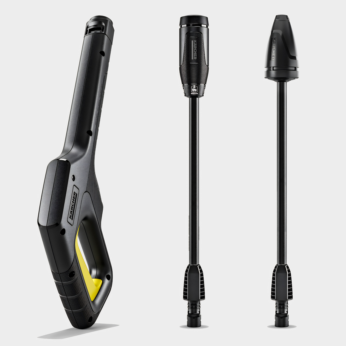 Karcher pressure washer lance with three nozzles on a light gray background