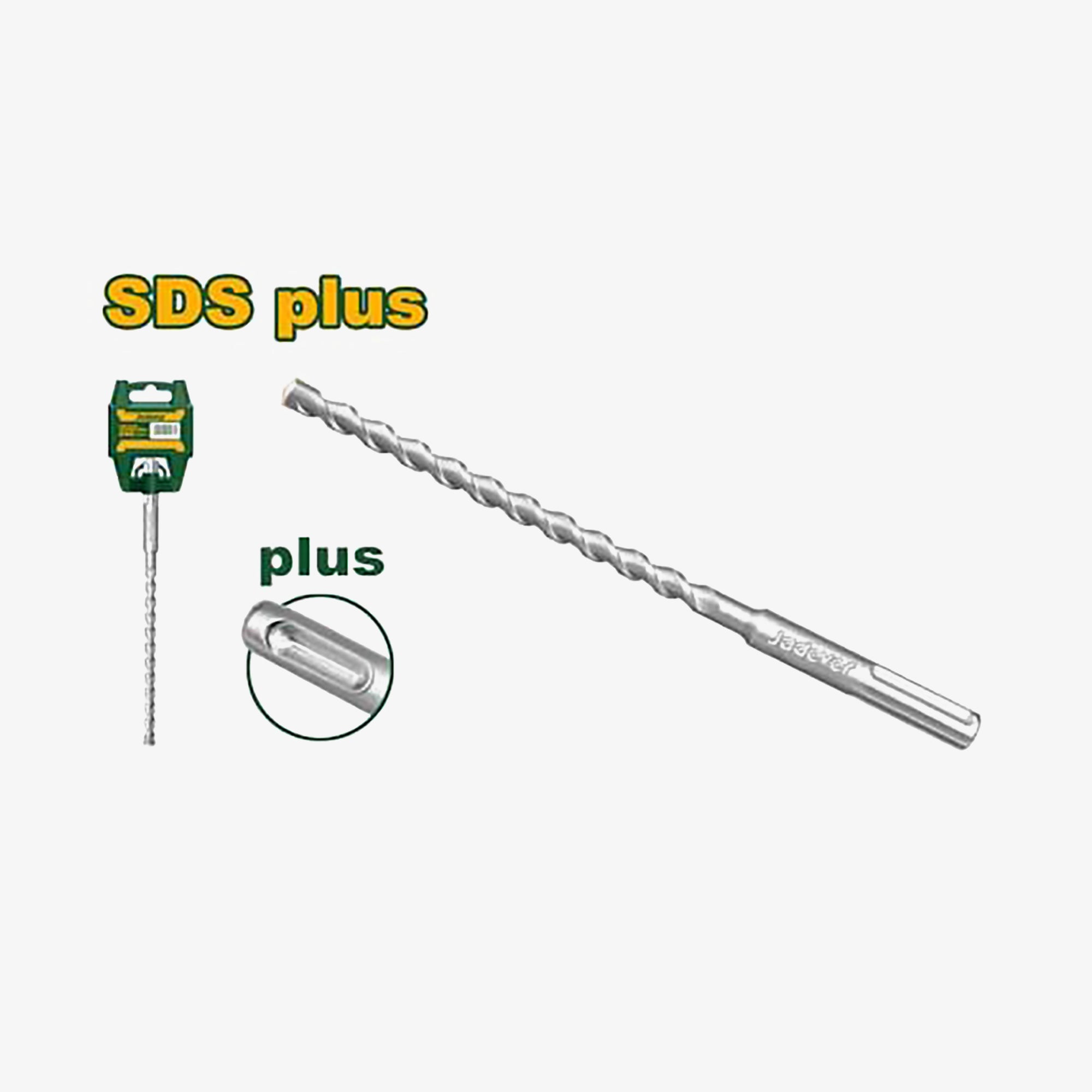  SDS plus drill bit with packaging on a white background