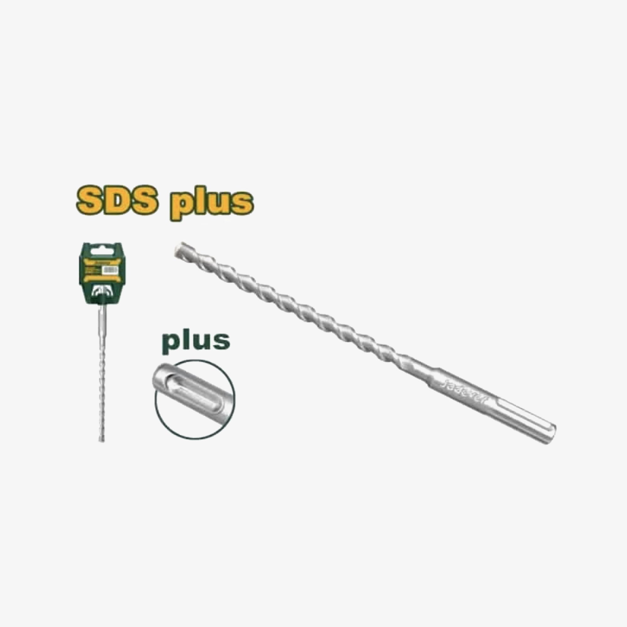  SDS plus drill bit with packaging on a white background