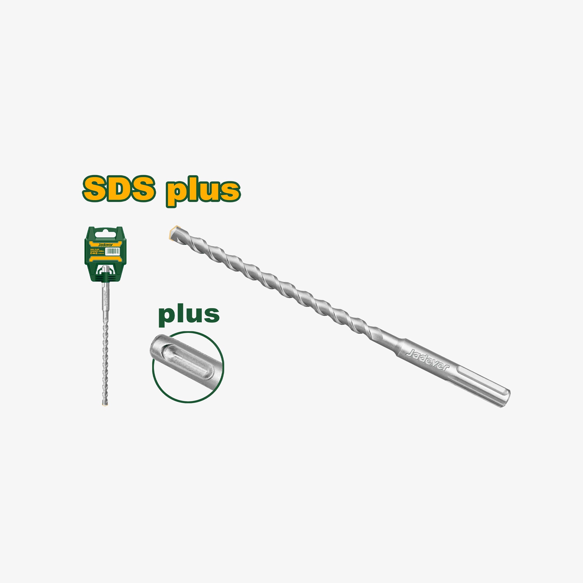  SDS plus drill bit with packaging on a white background