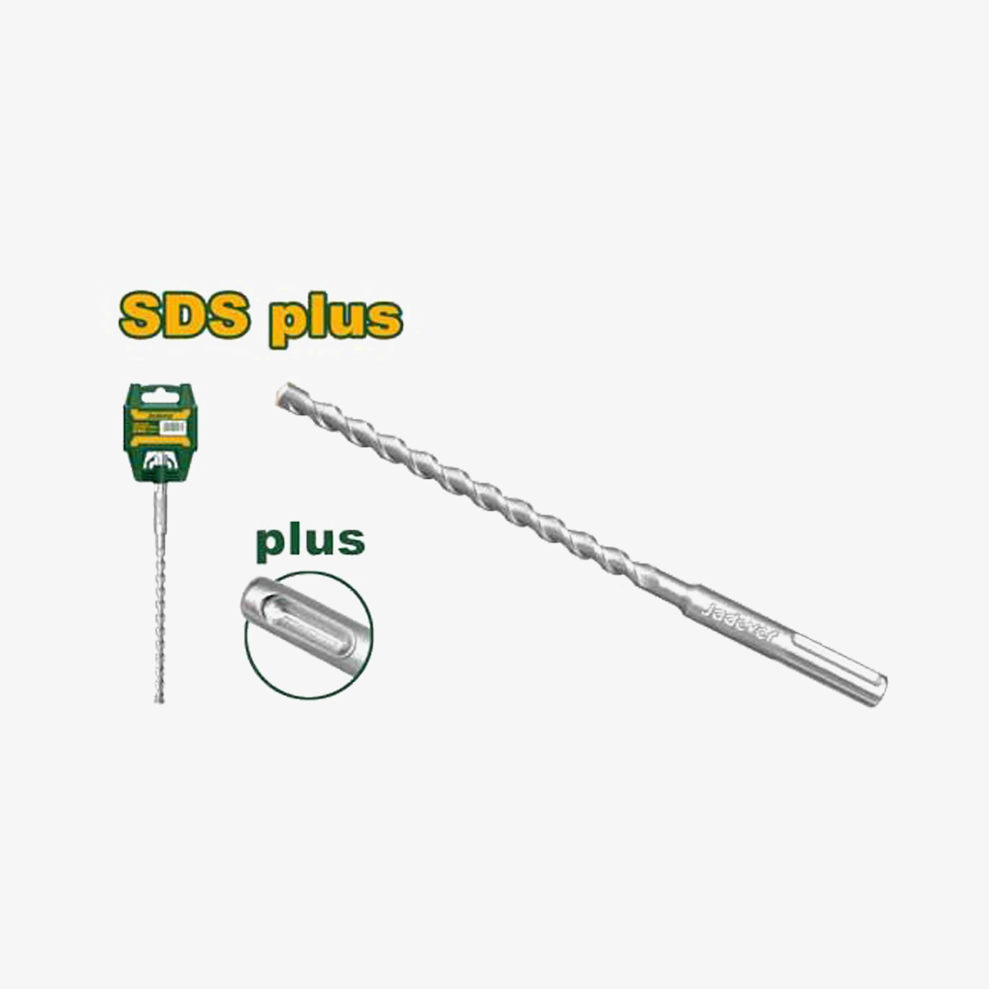  SDS plus drill bit with packaging on a white background