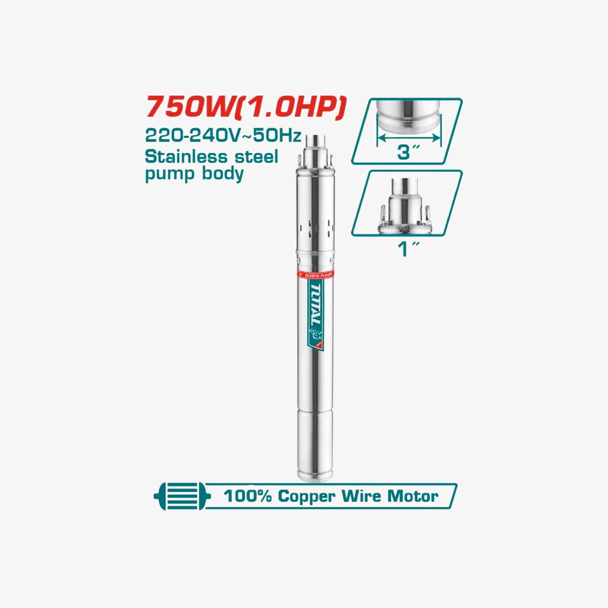 Pump with specifications on a white background