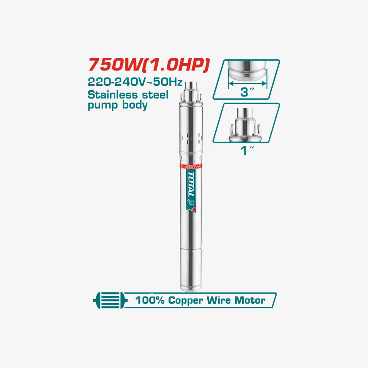 Pump with specifications on a white background