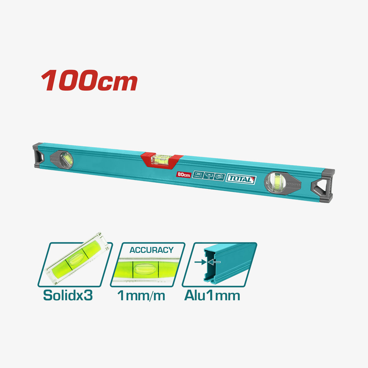 100cm level tool with brand logo on a white background