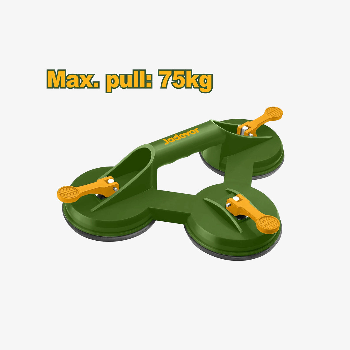 Green and orange pulling device with 'Jader' branding and maximum pull capacity of 75kg on a white background.