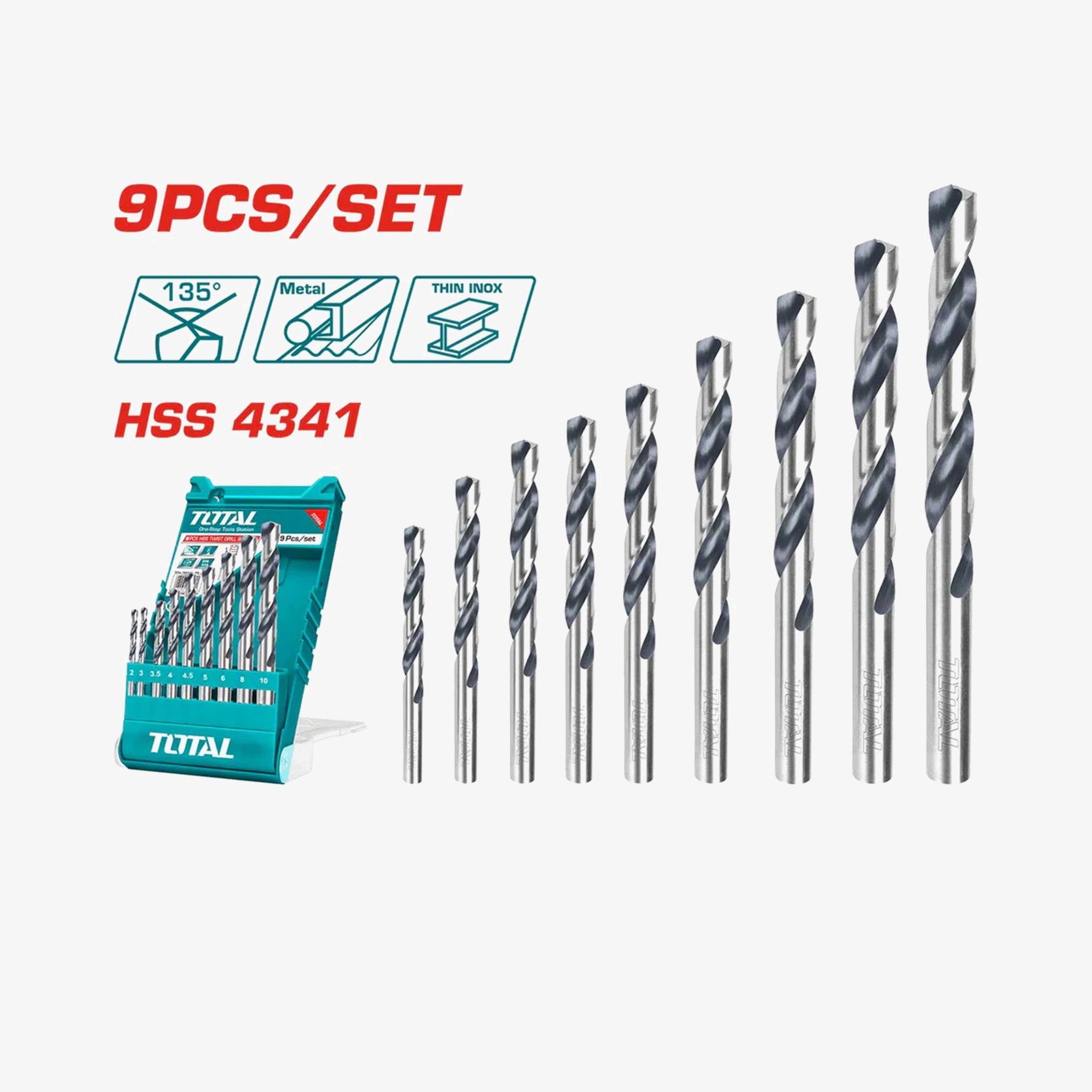 19 Pcs HSS Twist Drill Bits Set TACSD0195