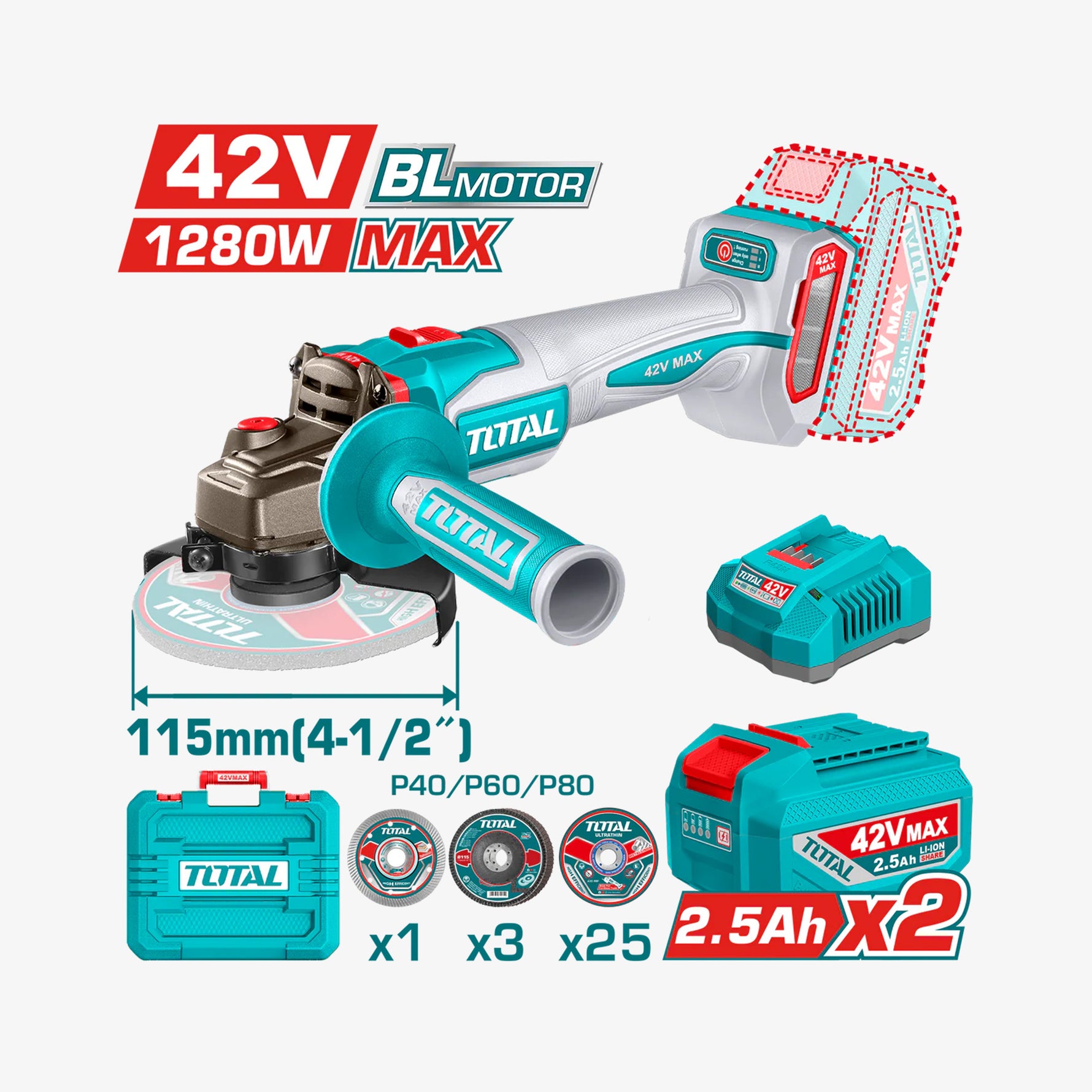 Cordless Angle Grinder 42V