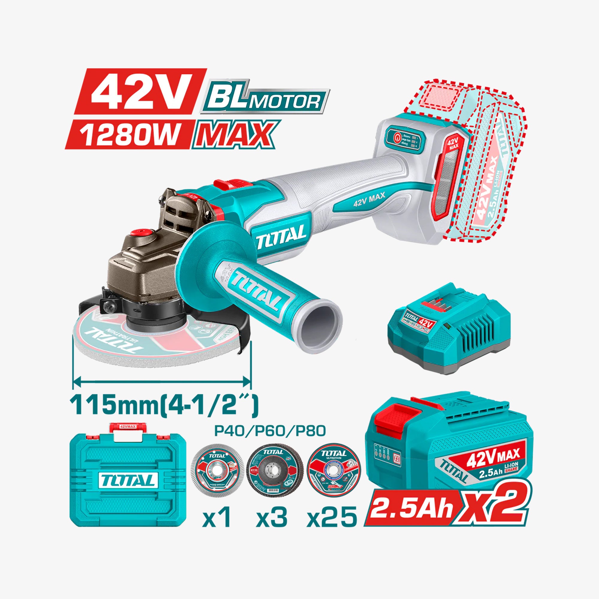 Cordless Angle Grinder 42V
