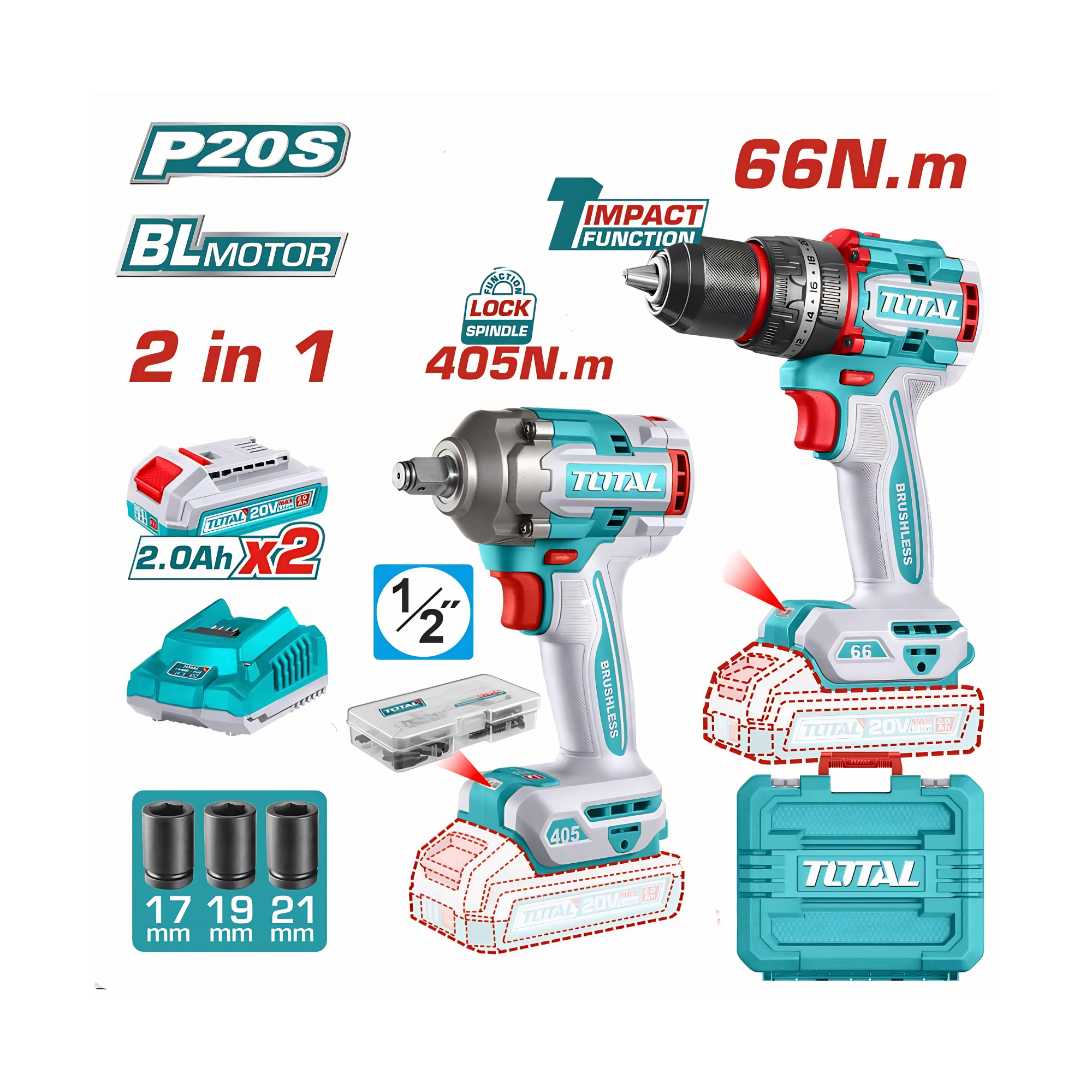 Cordless Impact Drill & Impact Wrench Combo 20V