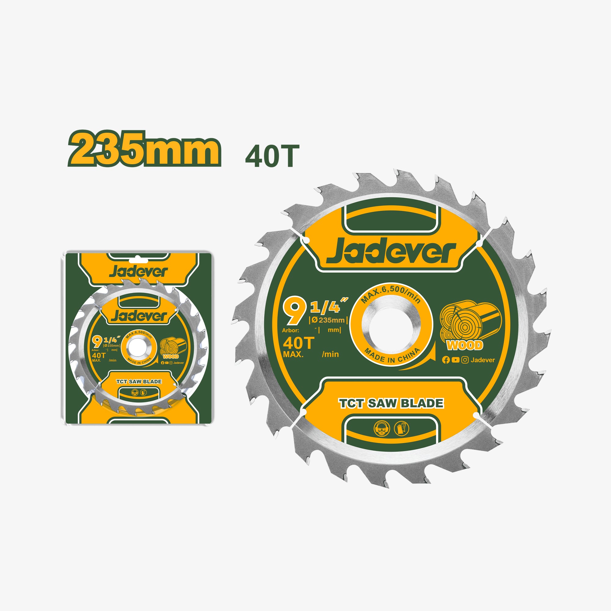 Jadever saw blade with packaging on a white background