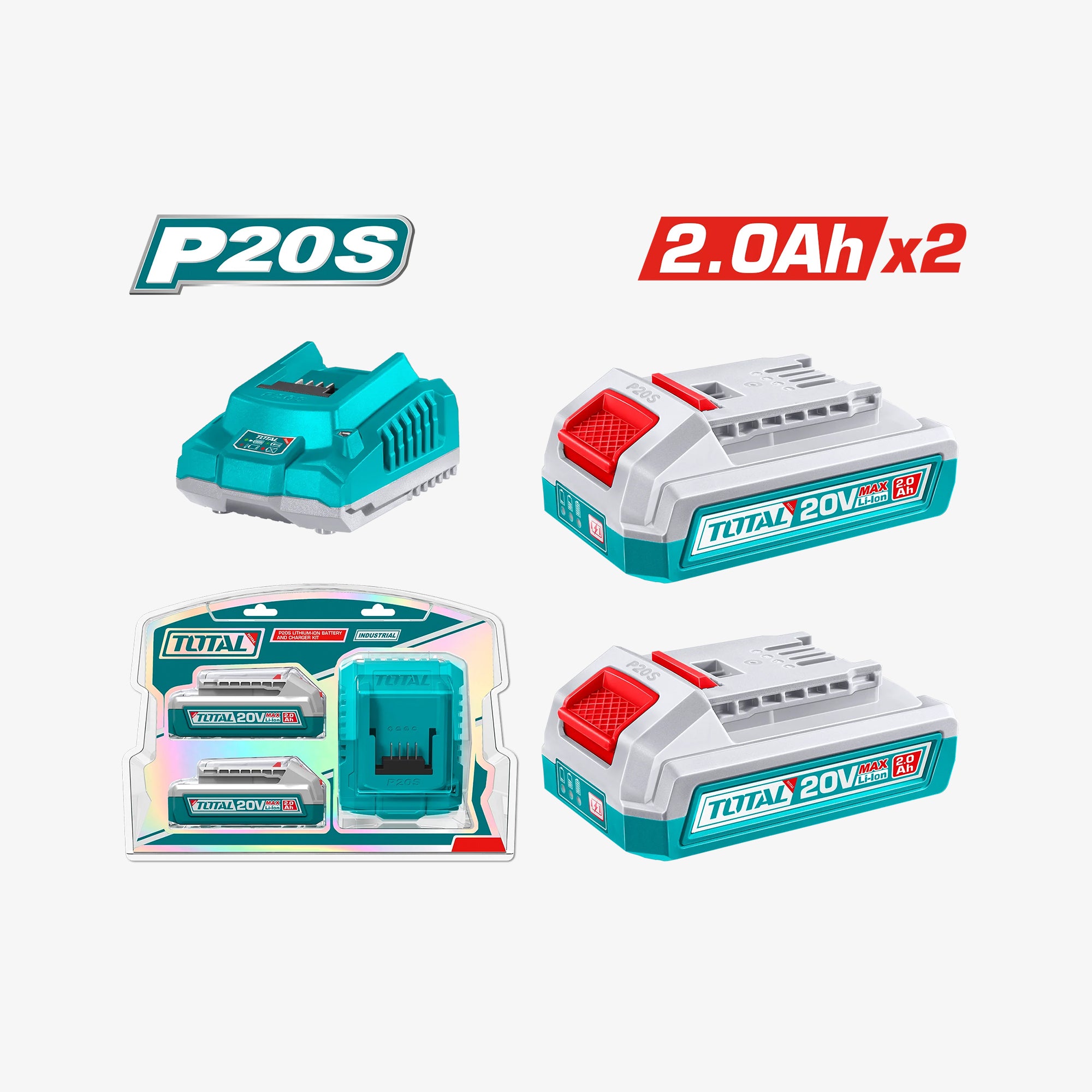 P20S Battery & Charger Kit 2.0Ah x2 TFBCPK2212