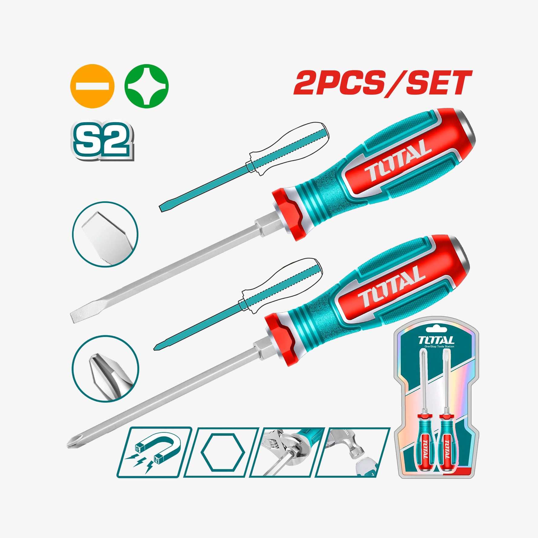 Go-Through Screwdriver Set 2 Pcs