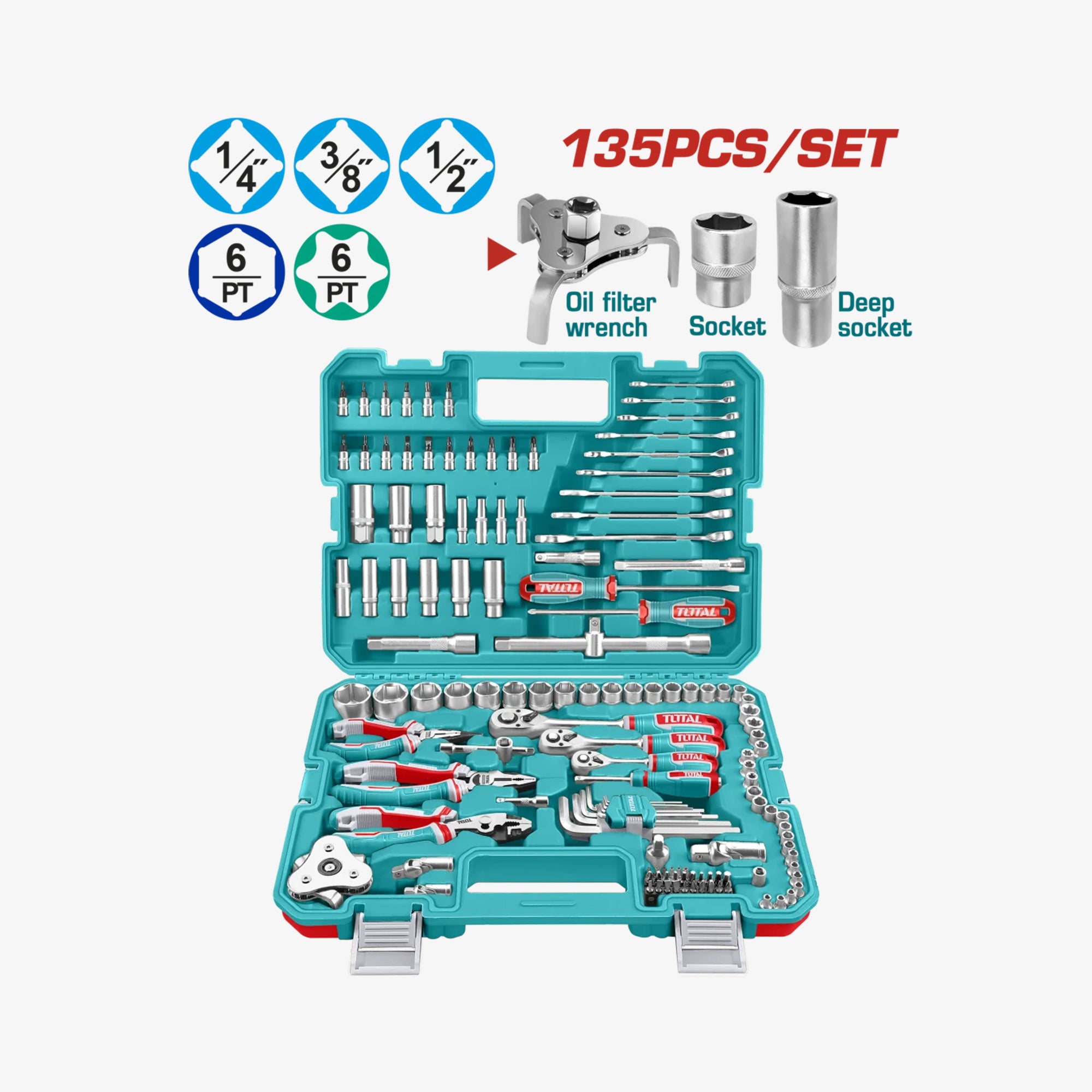 TOTAL 135-Piece Combination Tool Set