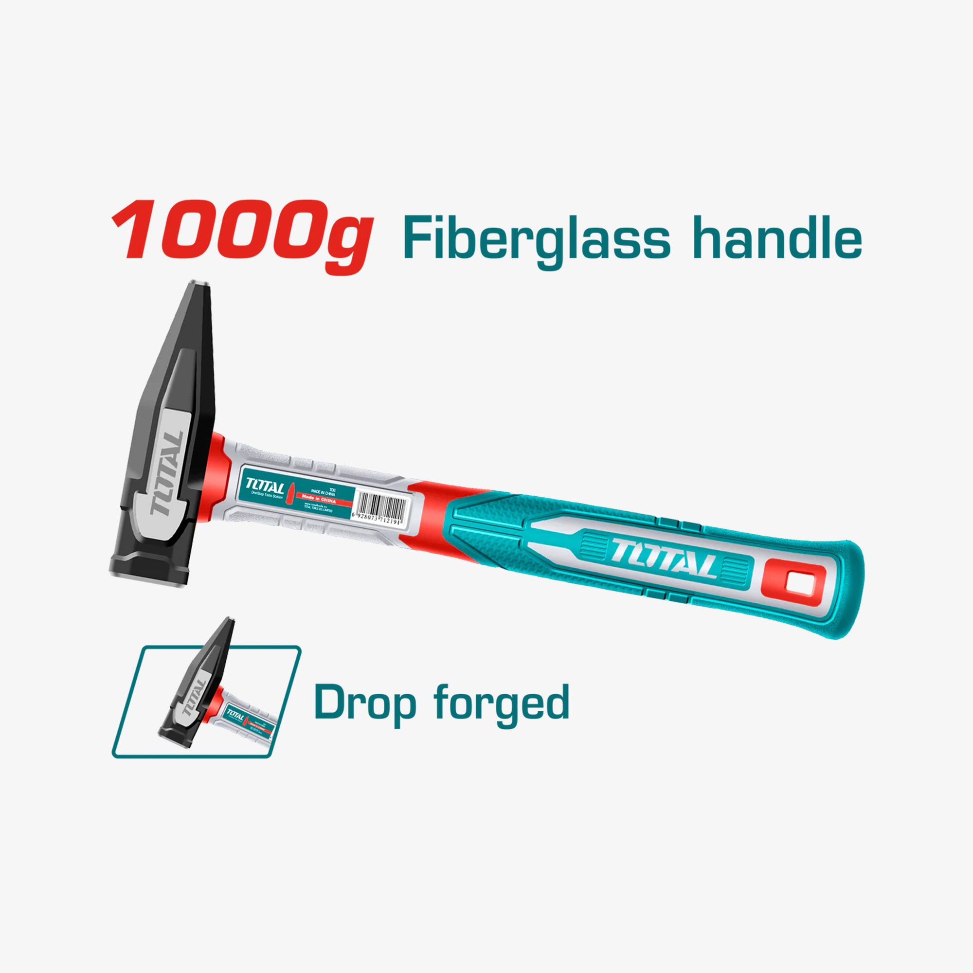 TOTAL Machinist Hammer 1000g Fiberglass Handle