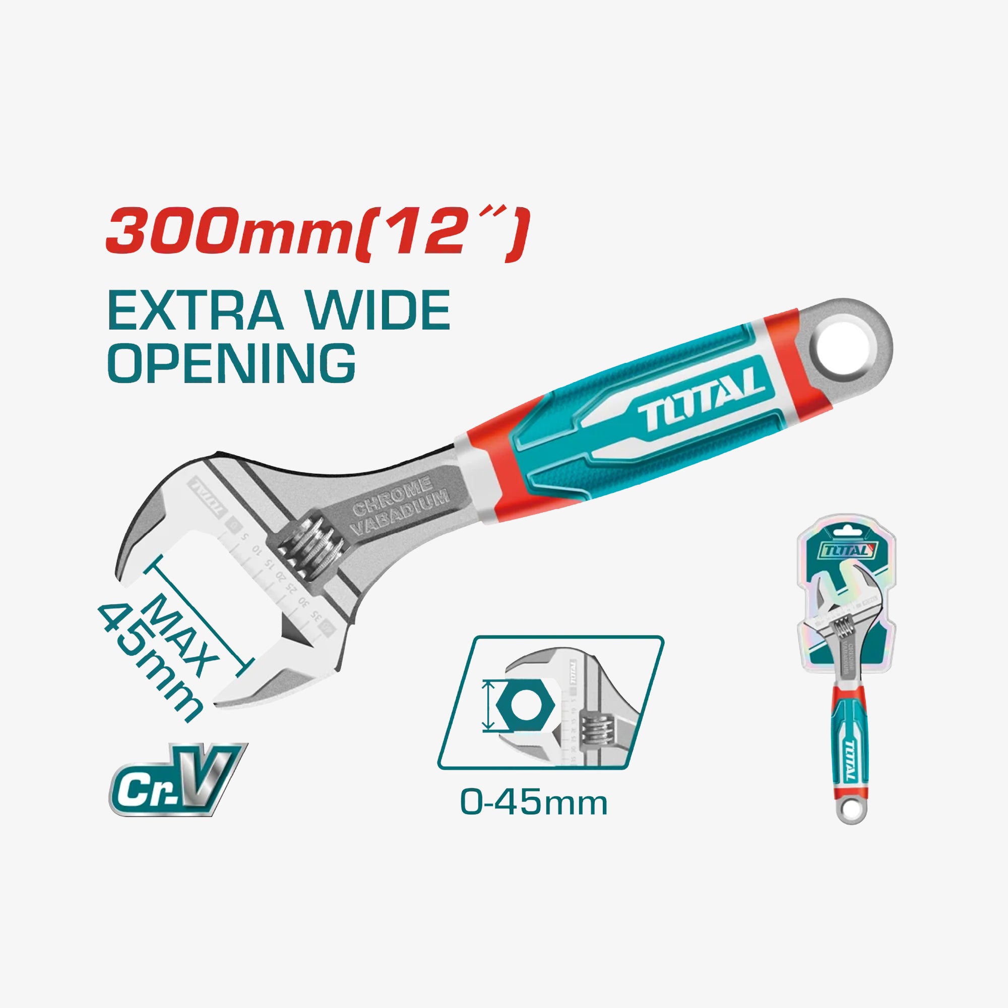 Adjustable Wrench 12" Cr-V
