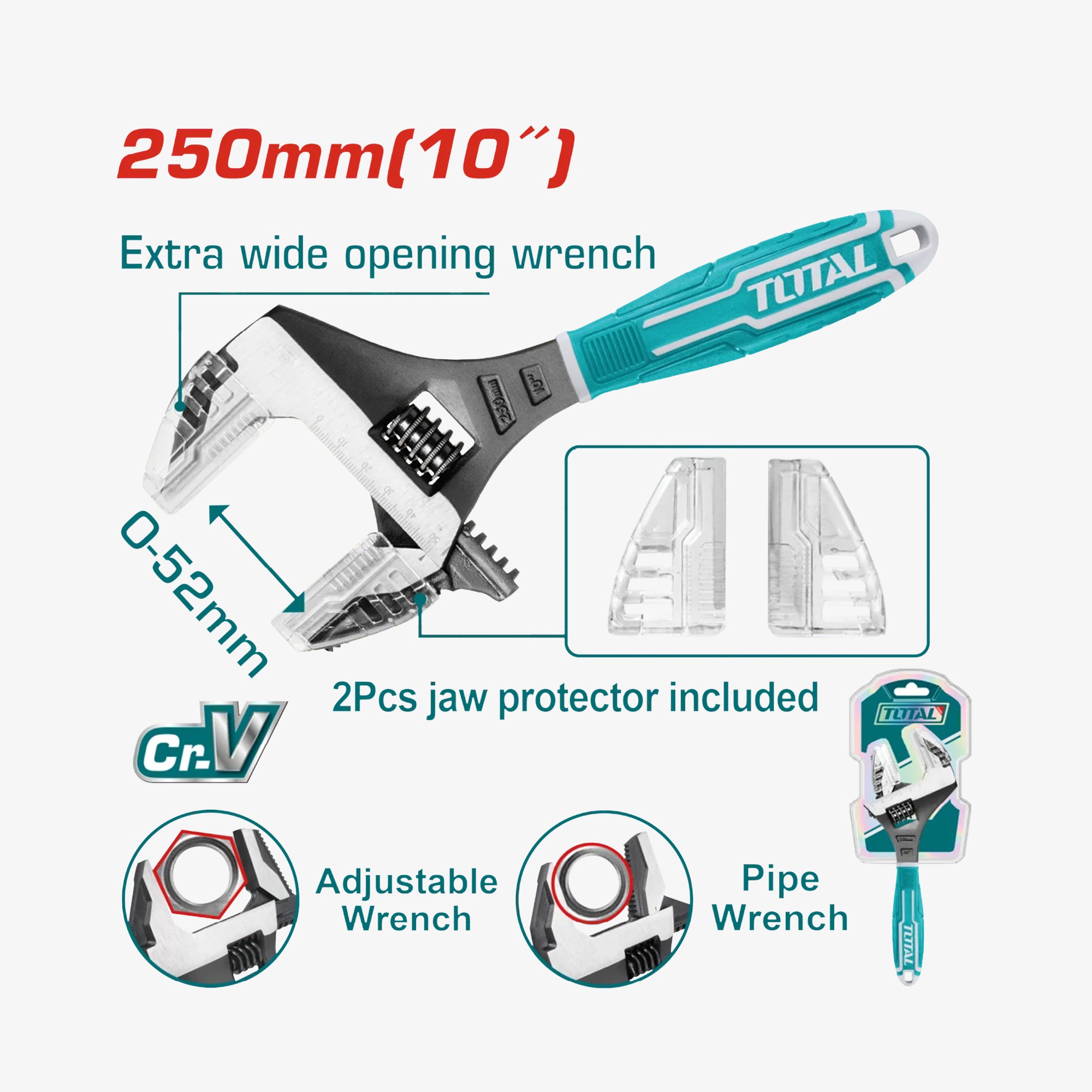 Adjustable Wrench 2-in-1 250mm