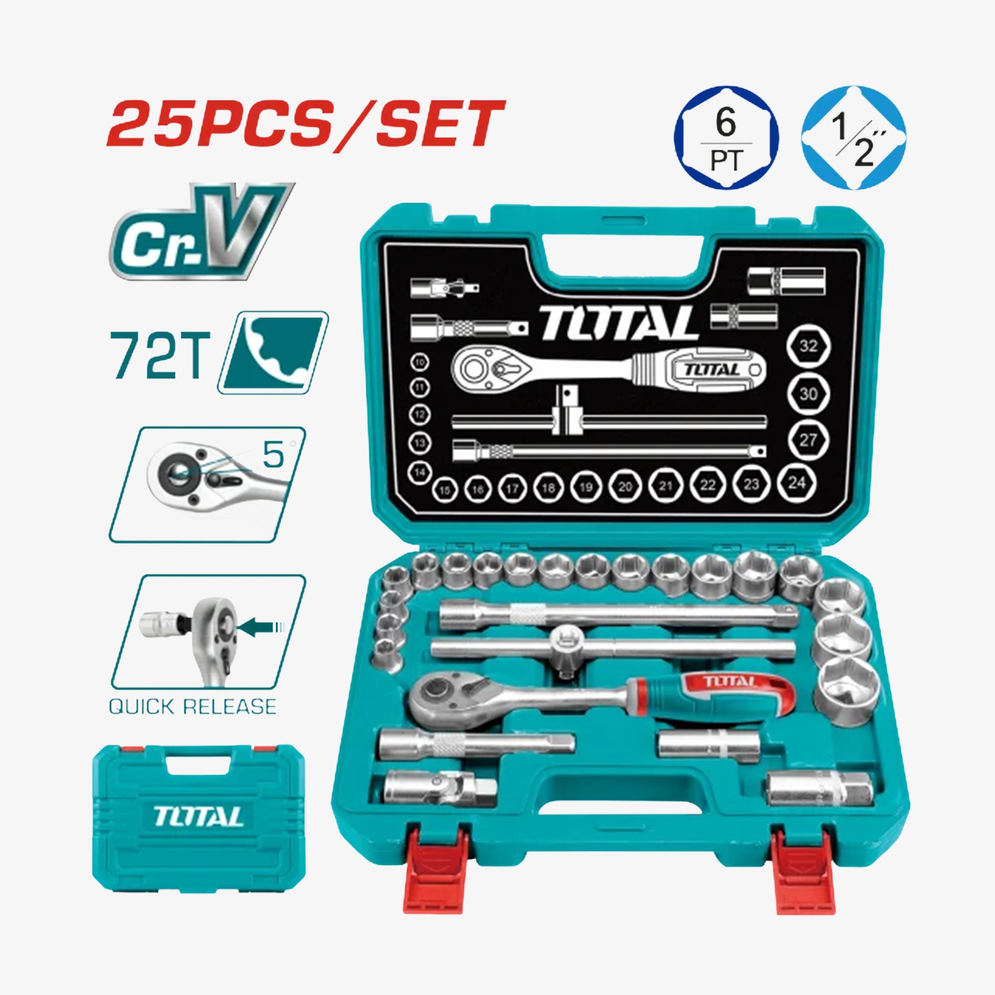 Socket Set 1/2" 25 Pcs