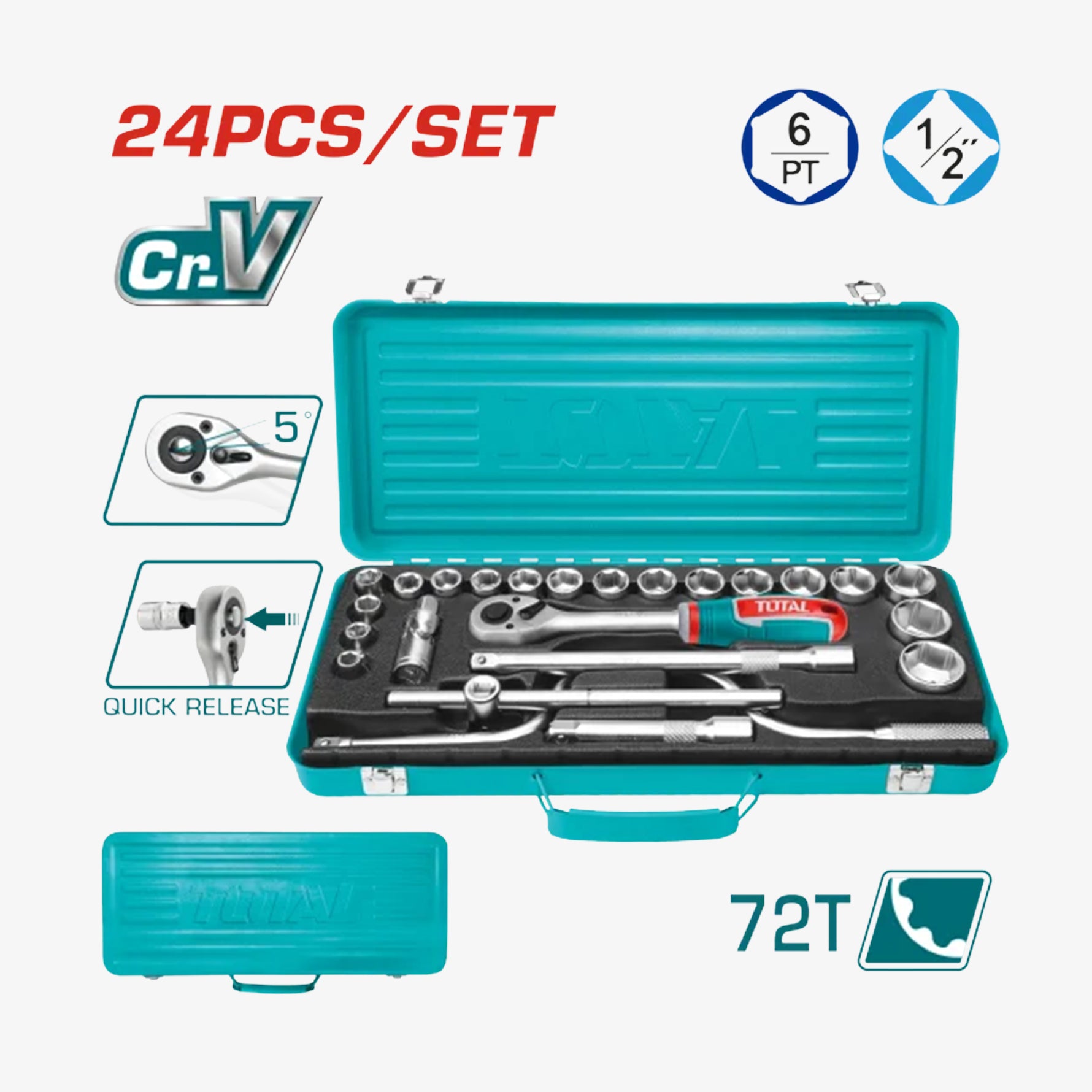 Socket Set 1/2" 24 Pcs
