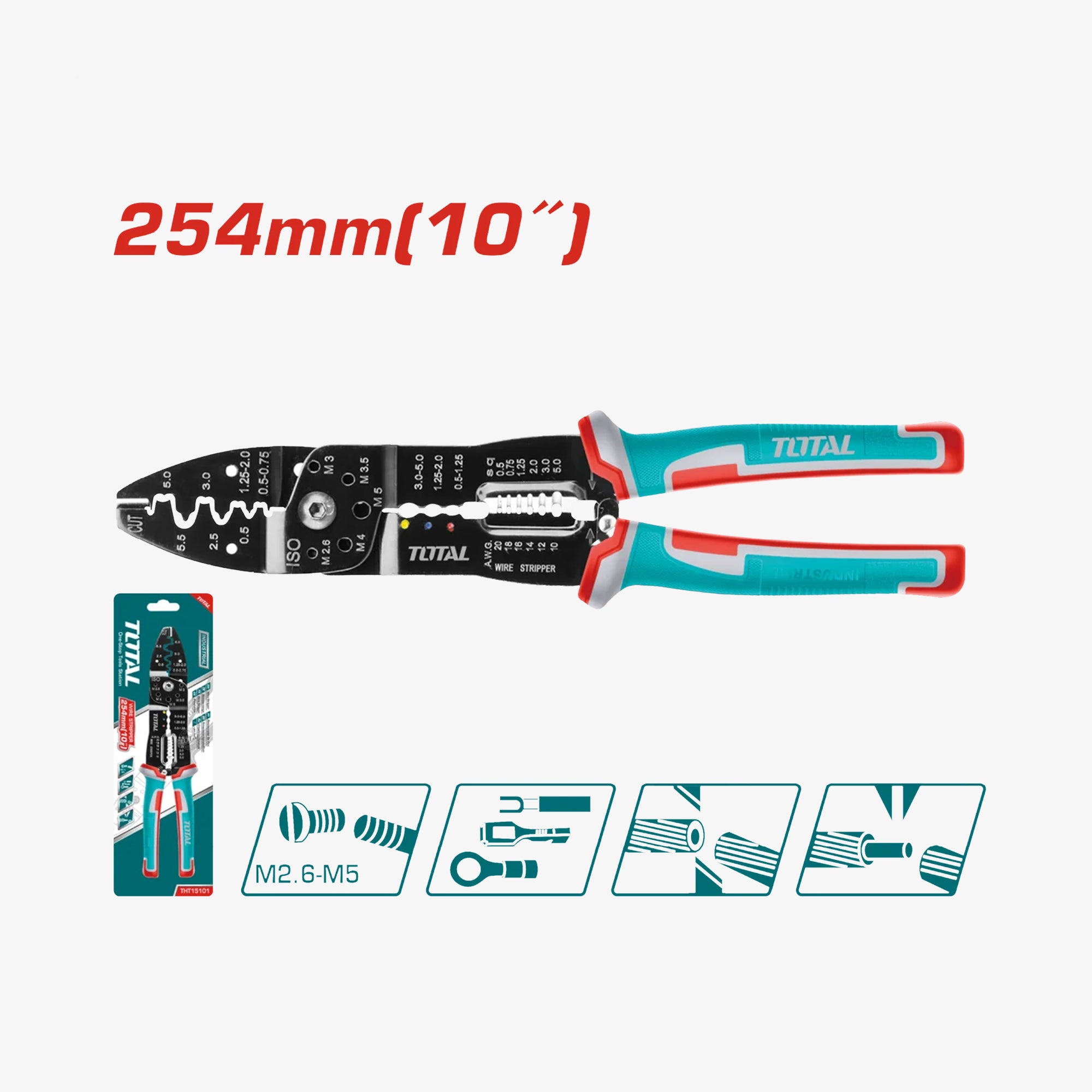 TOTAL Wire Stripping Pliers 254mm