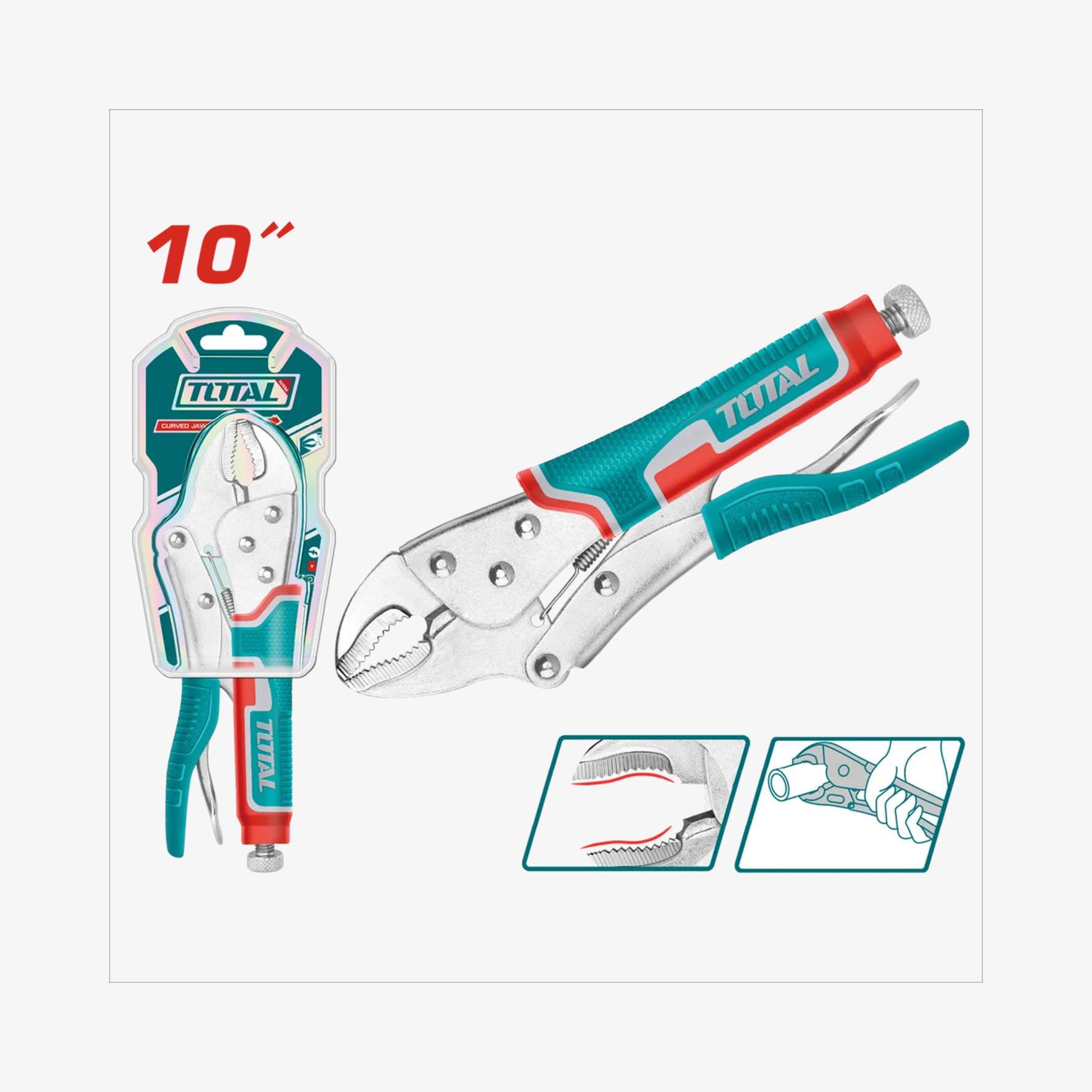 TOTAL Curved Jaw Lock Pliers 250mm
