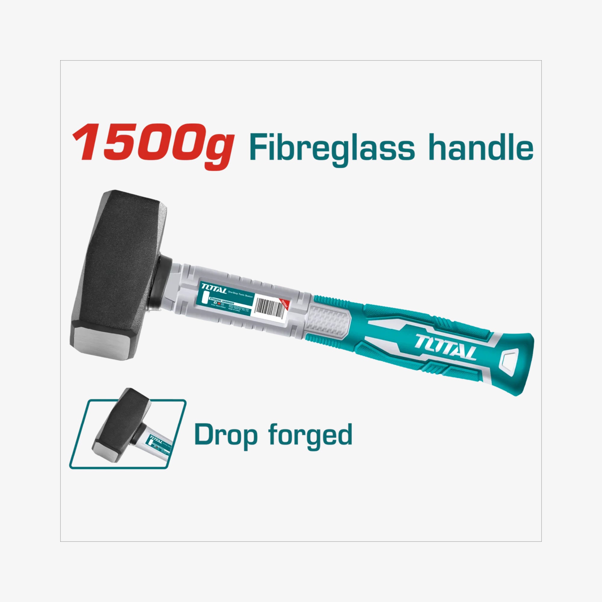 TOTAL Stoning Hammer 1500g Fiberglass TPR Handle