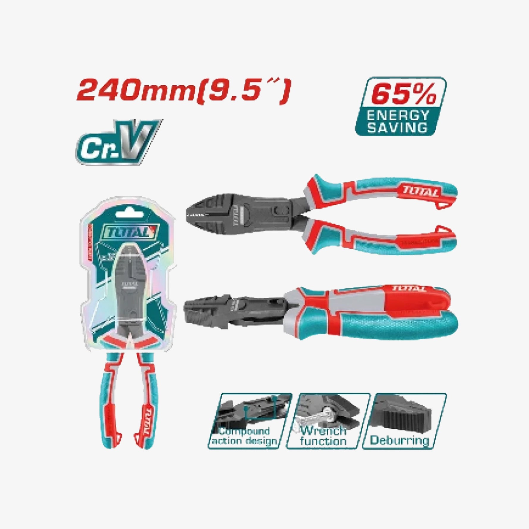 TOTAL Compound Action Combination Pliers 240mm
