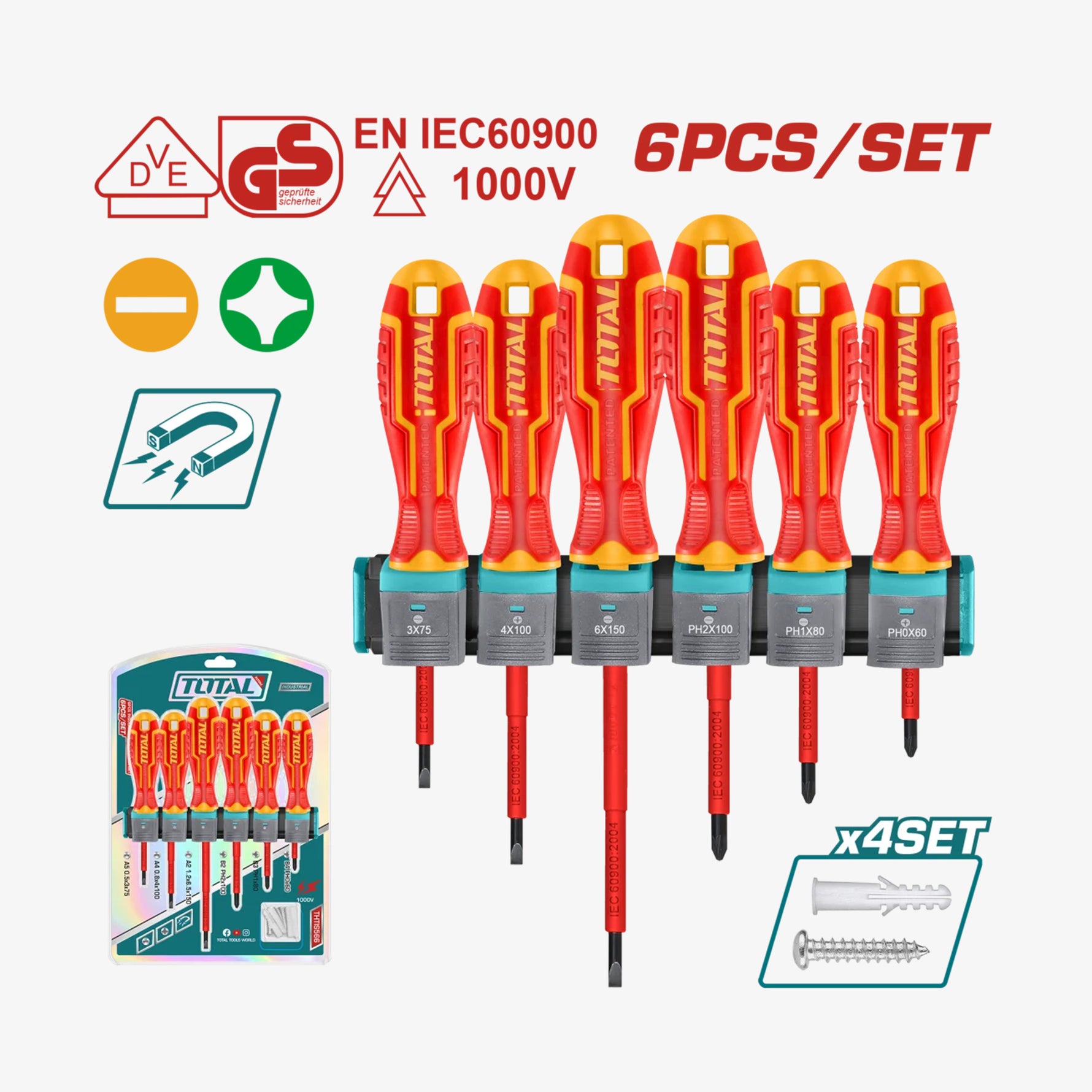 Insulated Screwdriver Set 6 Pcs 1000V