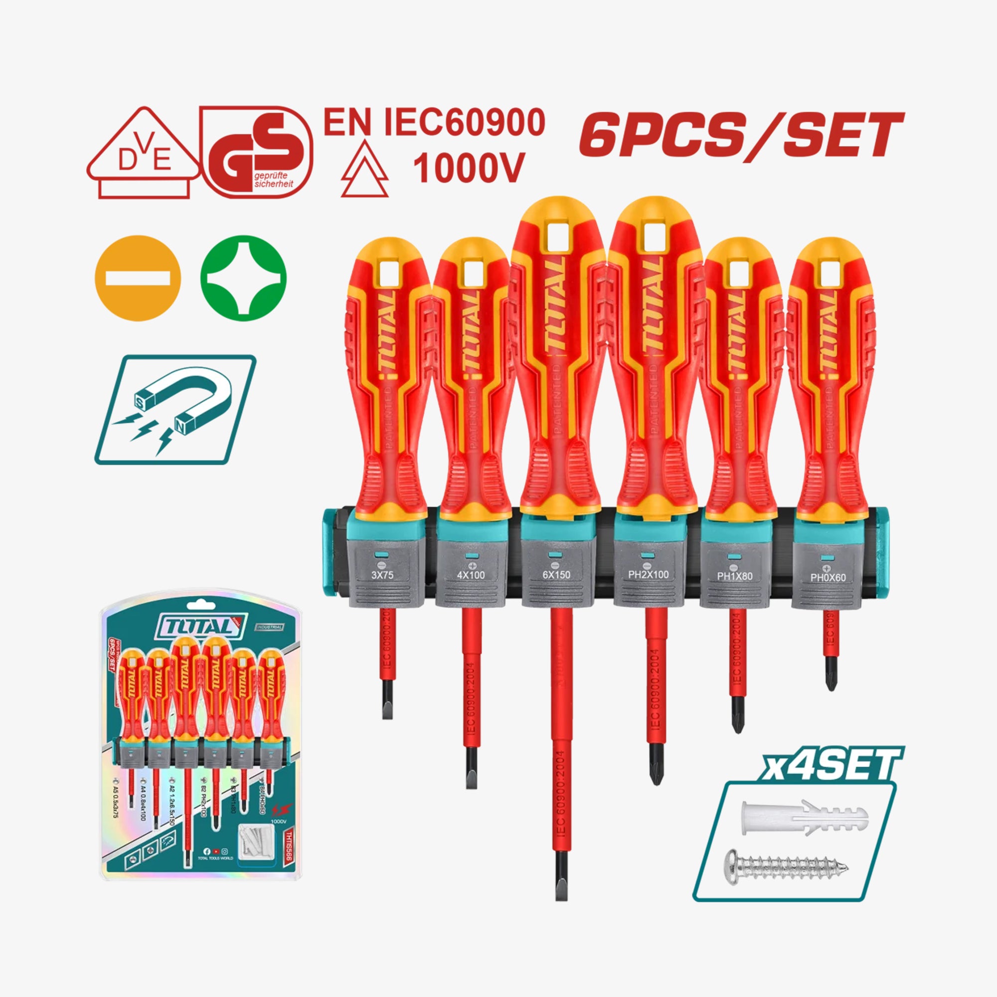 Insulated Screwdriver Set 6 Pcs 1000V