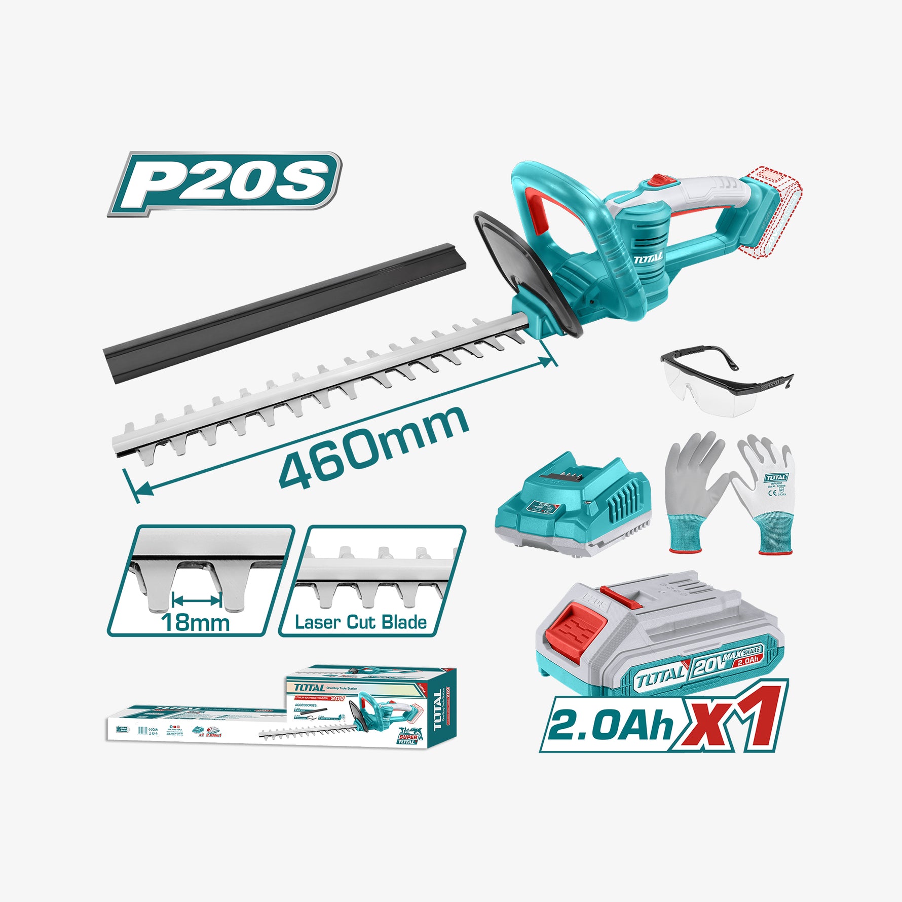 ម៉ាស៊ីនកាត់គុម្ពឈើឥតខ្សែ 20V